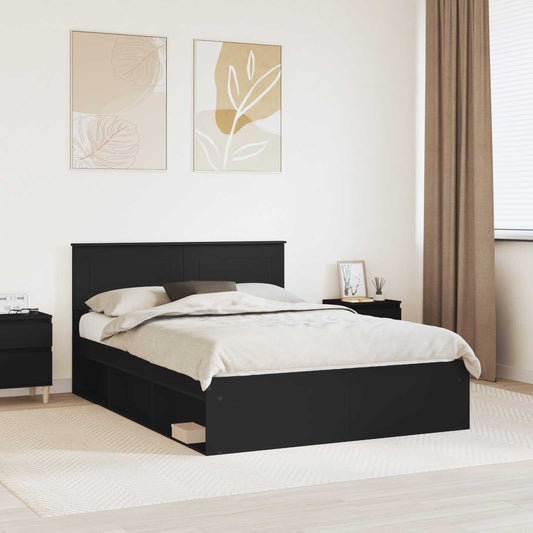 Bed Frame with Headboard Black 150 x 200 cm Engineered wood