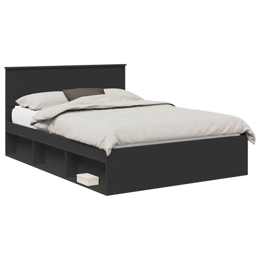 Bed Frame with Headboard Black 150 x 200 cm Engineered wood