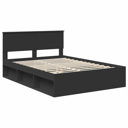 Bed Frame with Headboard Black 150 x 200 cm Engineered wood