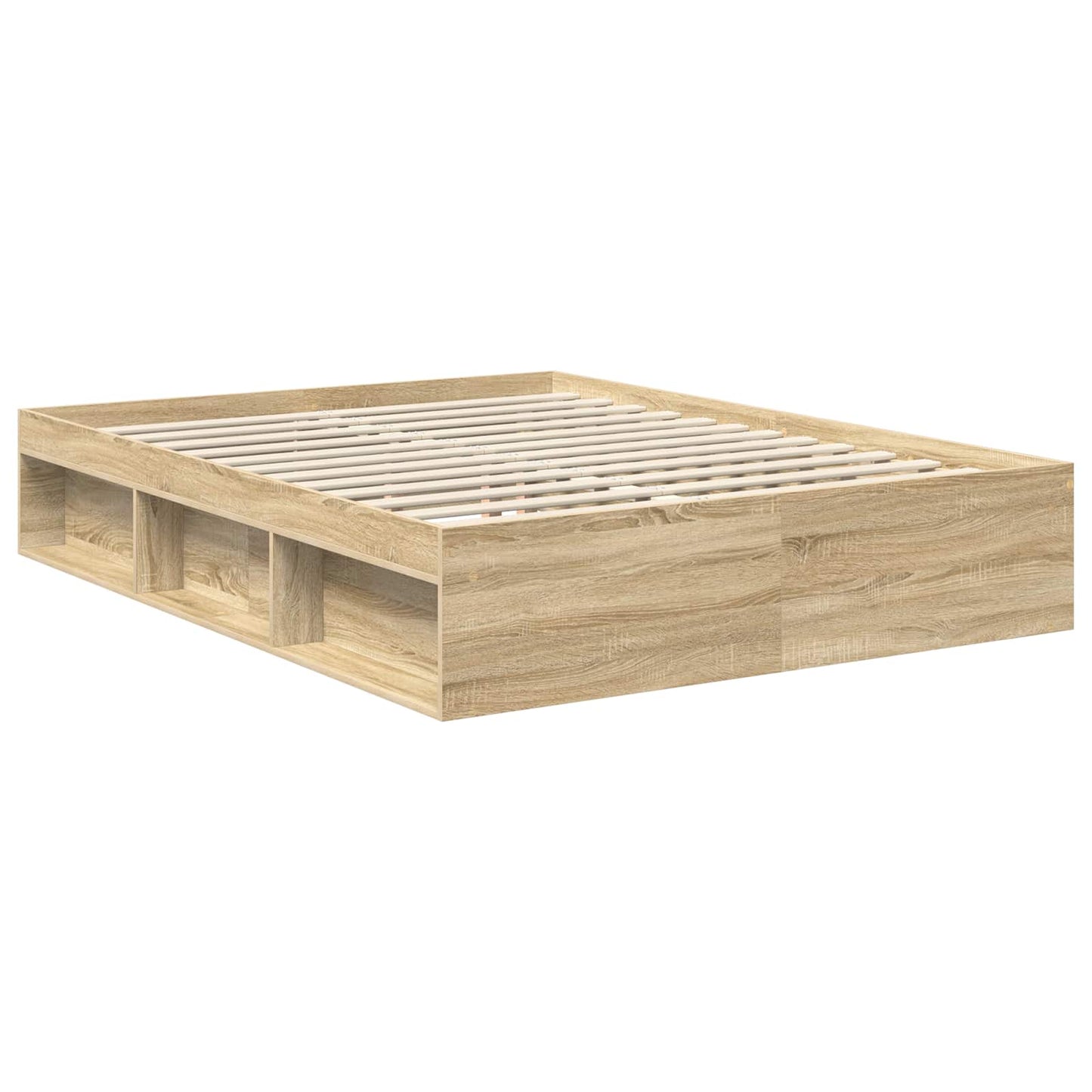 Bed Frame Smoked Oak 150 x 200 cm Engineered wood