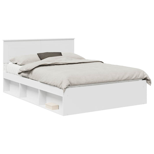 Bed Frame with Headboard White 140 x 190 cm Engineered wood