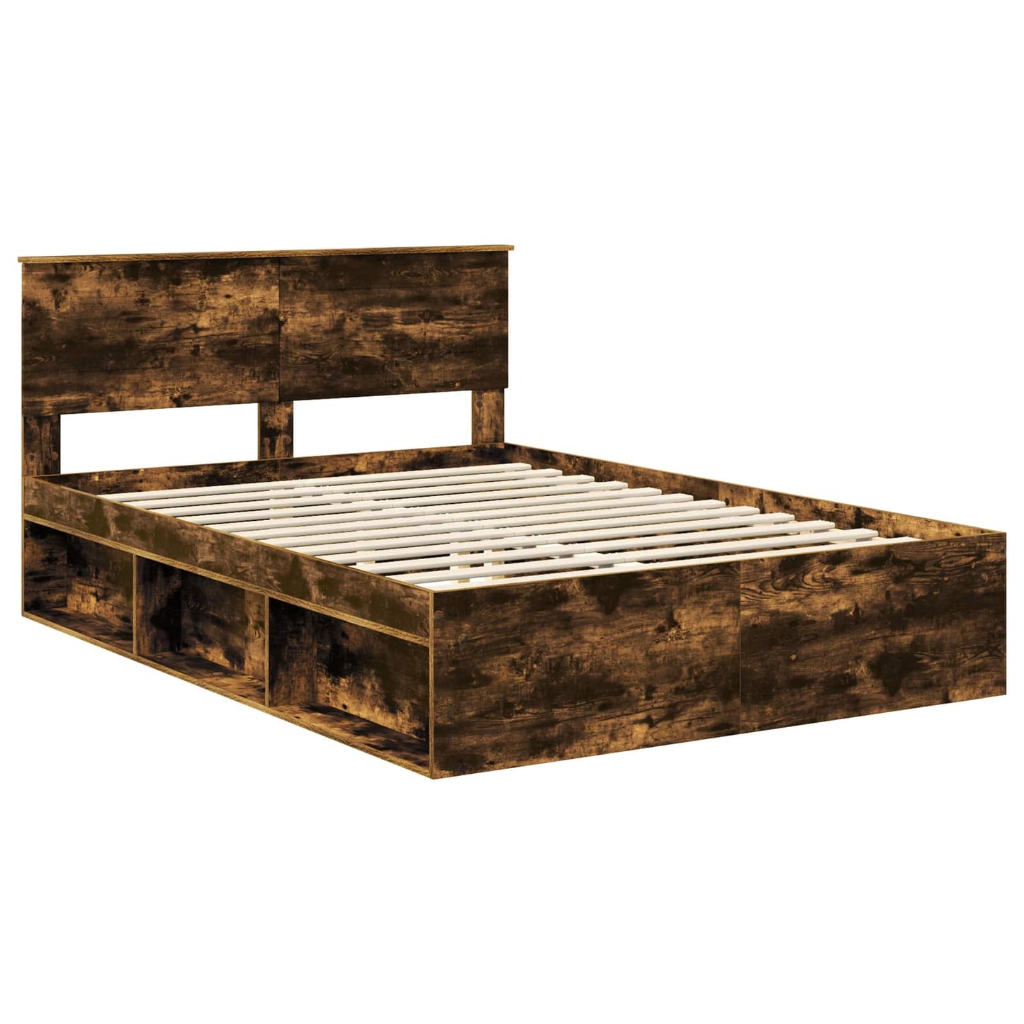 Bed Frame Smoked Oak 140 x 190 cm Engineered wood