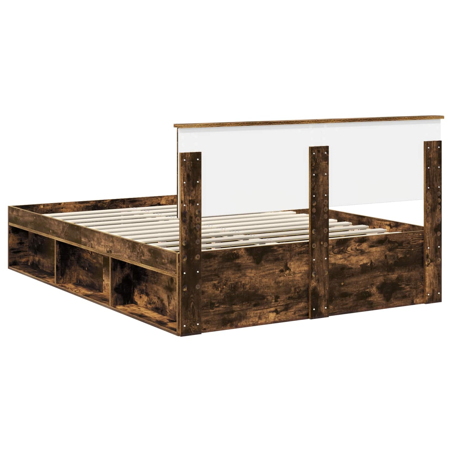 Bed Frame Smoked Oak 140 x 190 cm Engineered wood