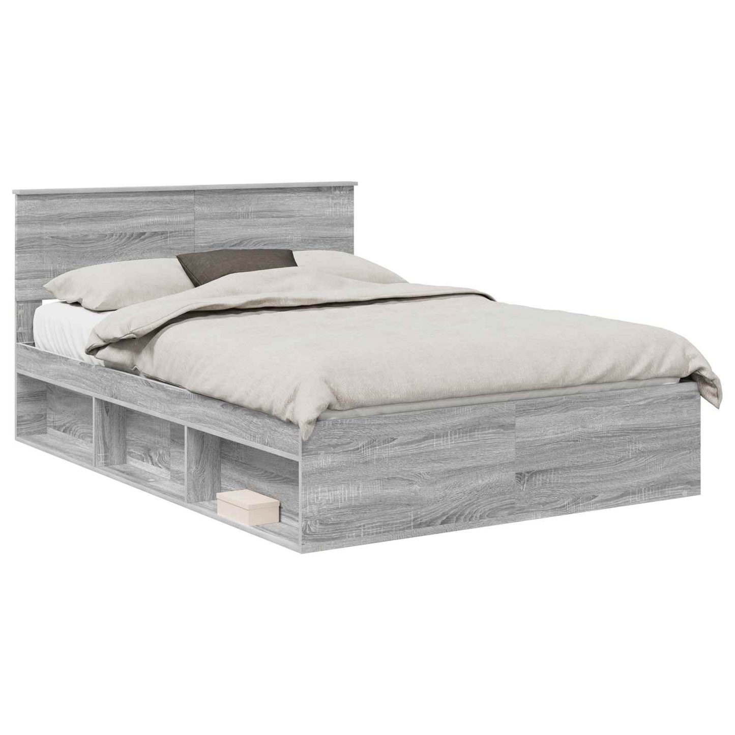 Bed Frame Grey Sonoma 140 x 190 cm Engineered wood