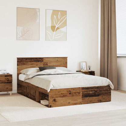 Bed Frame with Headboard Old Wood 140 x 190 cm Engineered wood