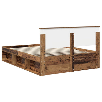 Bed Frame with Headboard Old Wood 140 x 190 cm Engineered wood