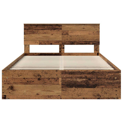 Bed Frame with Headboard Old Wood 140 x 190 cm Engineered wood