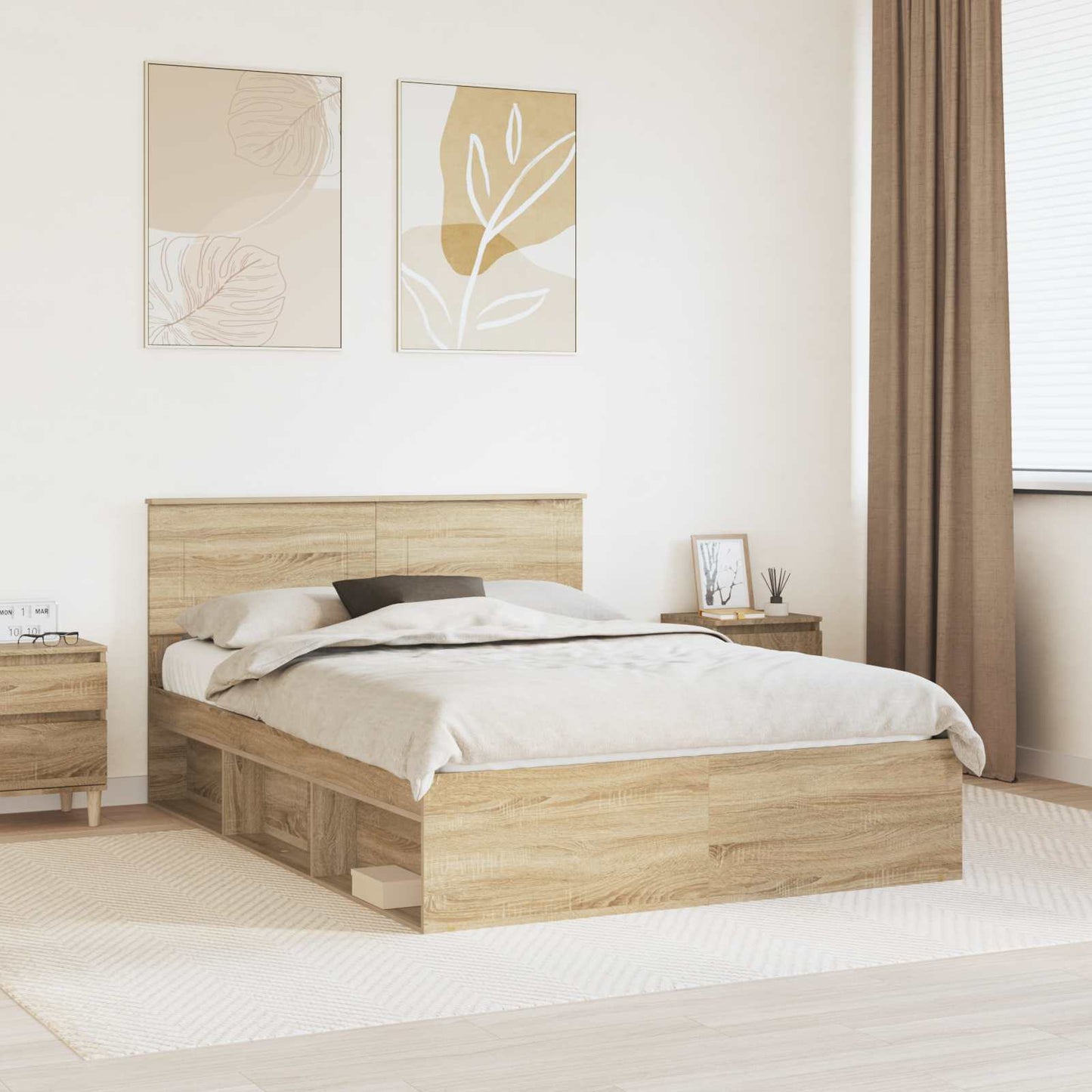 Bed Frame with Headboard Sonoma 140 x 200 cm Engineered wood