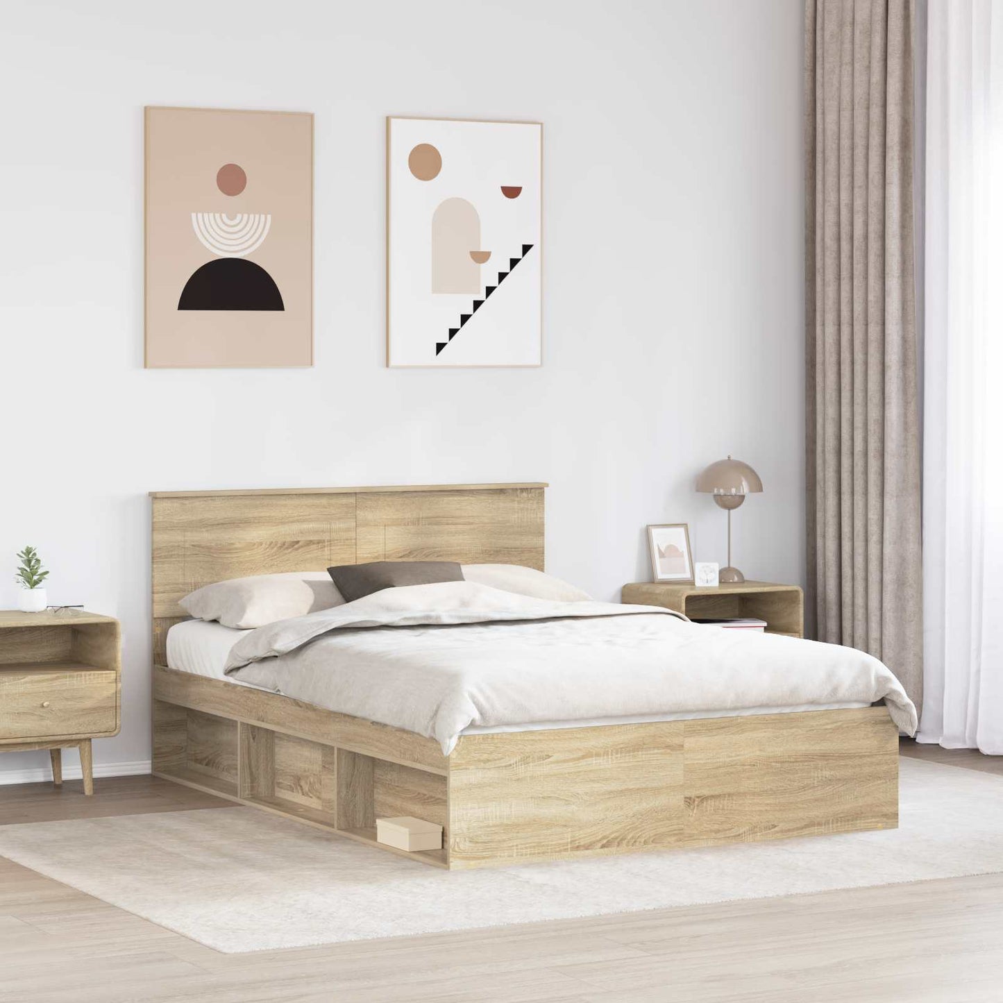 Bed Frame with Headboard Sonoma 140 x 200 cm Engineered wood