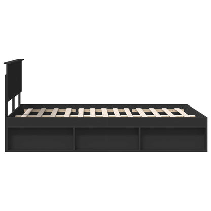 Bed Frame with Headboard Black 135 x 190 cm Engineered wood