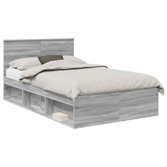 Bed Frame Grey Sonoma 135 x 190 cm Engineered wood