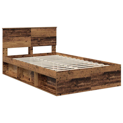 Bed Frame with Headboard Old Wood 135 x 190 cm Engineered wood