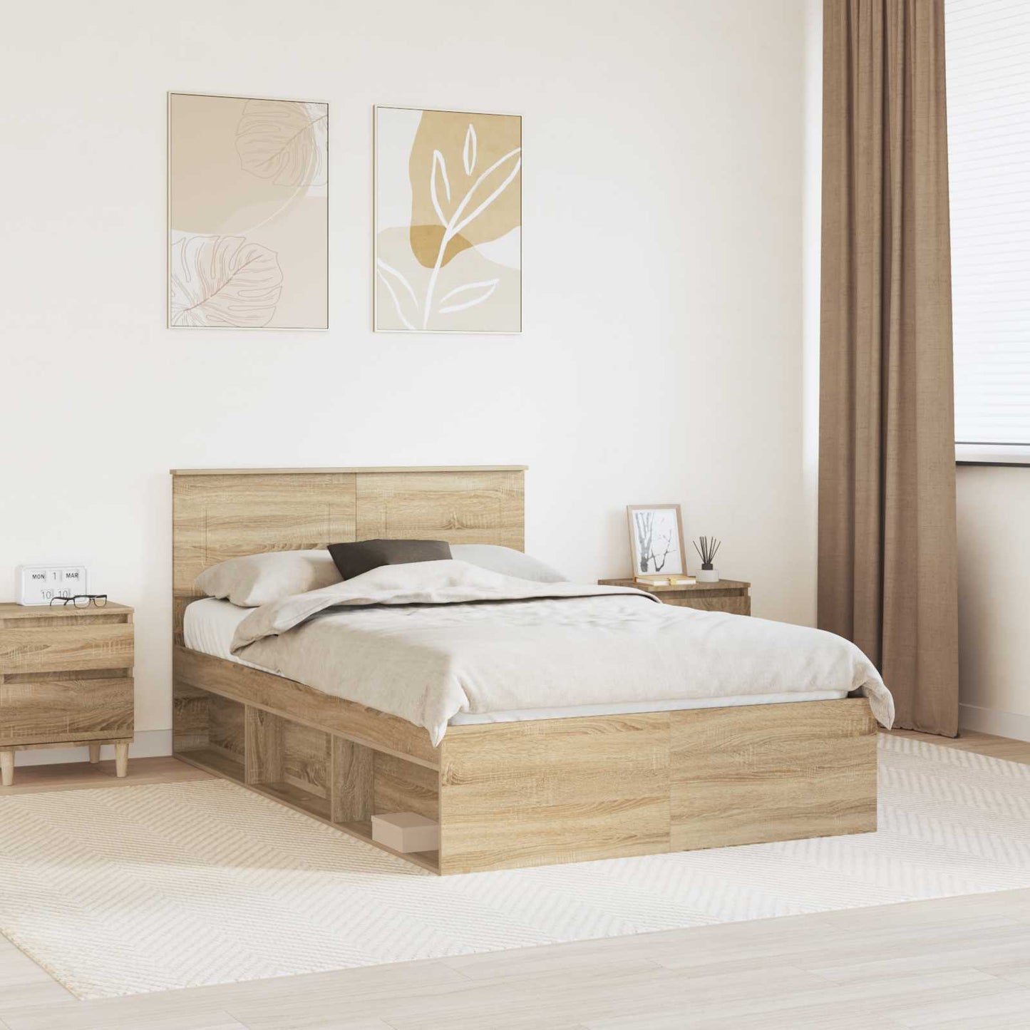 Bed Frame with Headboard Sonoma 120 x 190 cm Engineered wood