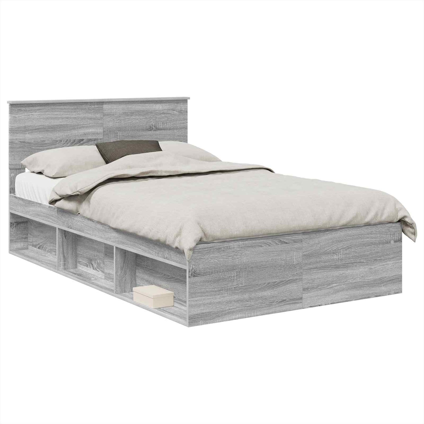 Bed Frame Grey Sonoma 120 x 190 cm Engineered wood