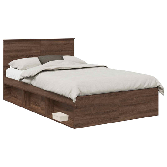Bed Frame with Headboard Brown Oak 120 x 190 cm Engineered wood