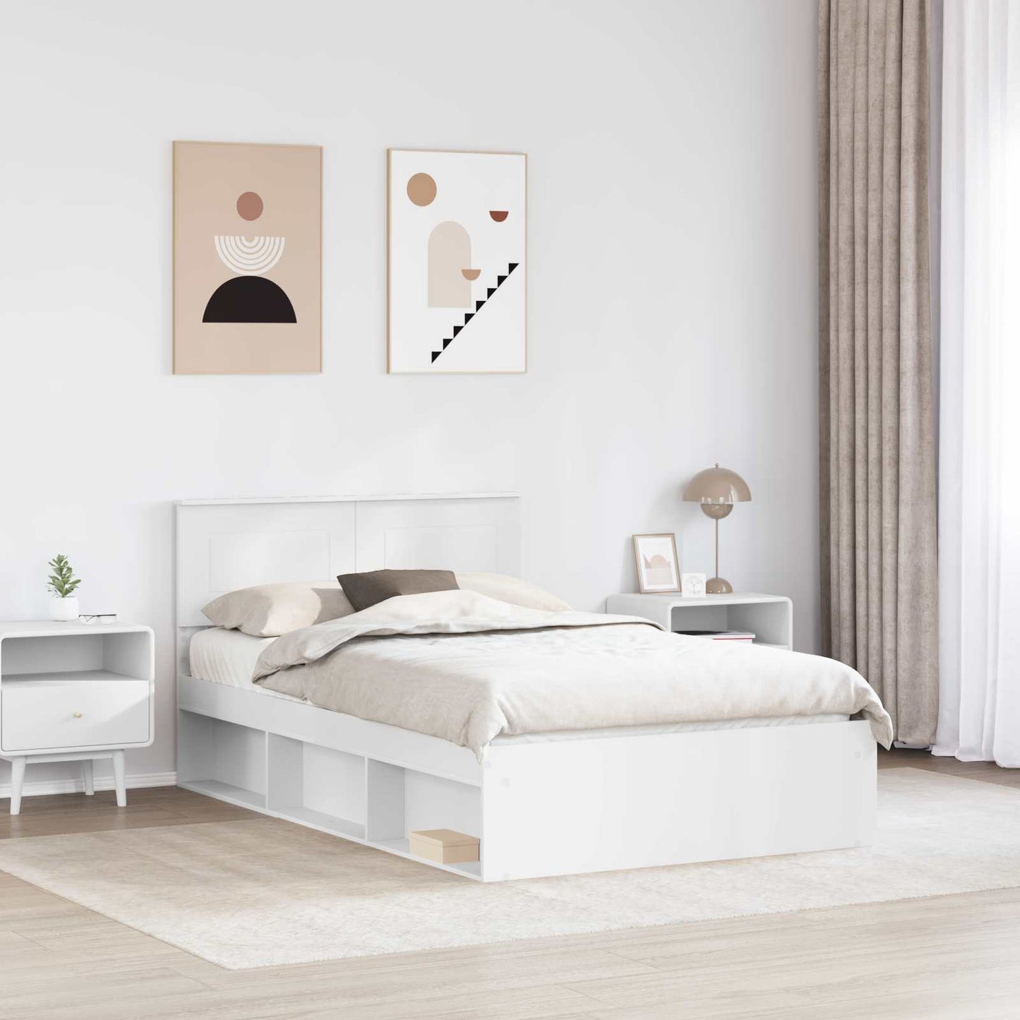 Bed Frame with Headboard White 120 x 200 cm Engineered wood