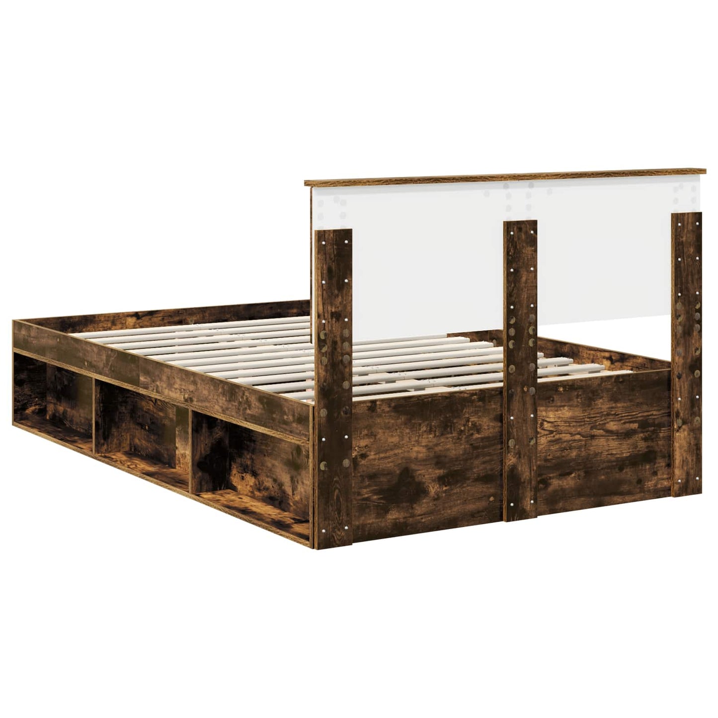 Bed Frame Smoked Oak 120 x 200 cm Engineered wood