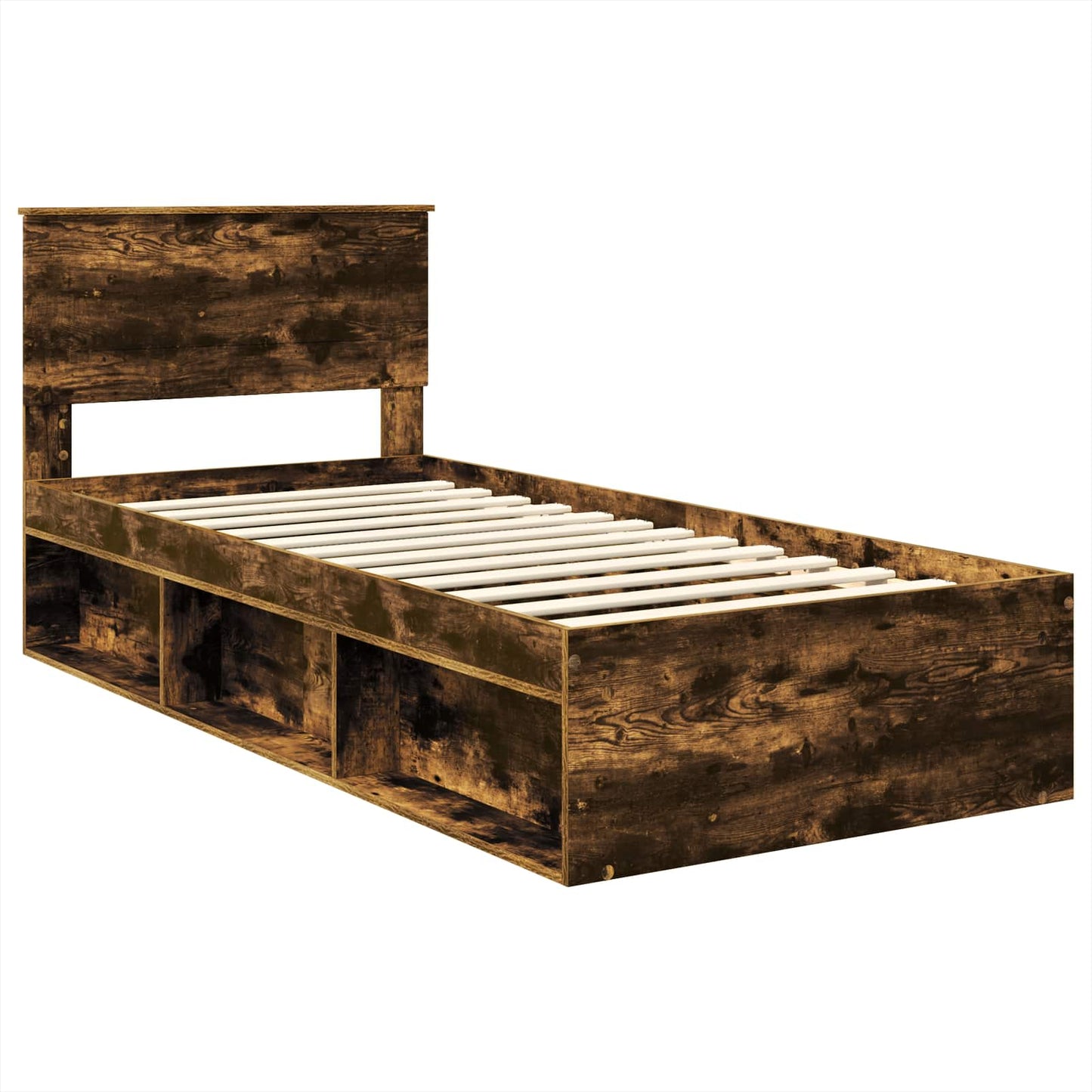 Bed Frame Smoked Oak 100 x 200 cm Engineered wood