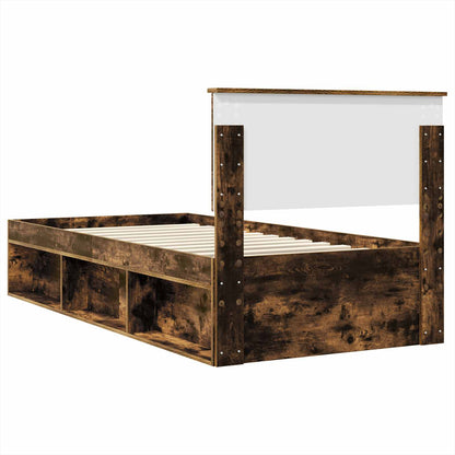 Bed Frame Smoked Oak 100 x 200 cm Engineered wood