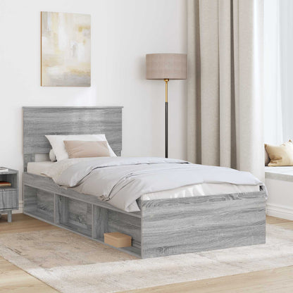 Bed Frame Grey Sonoma 100 x 200 cm Engineered wood
