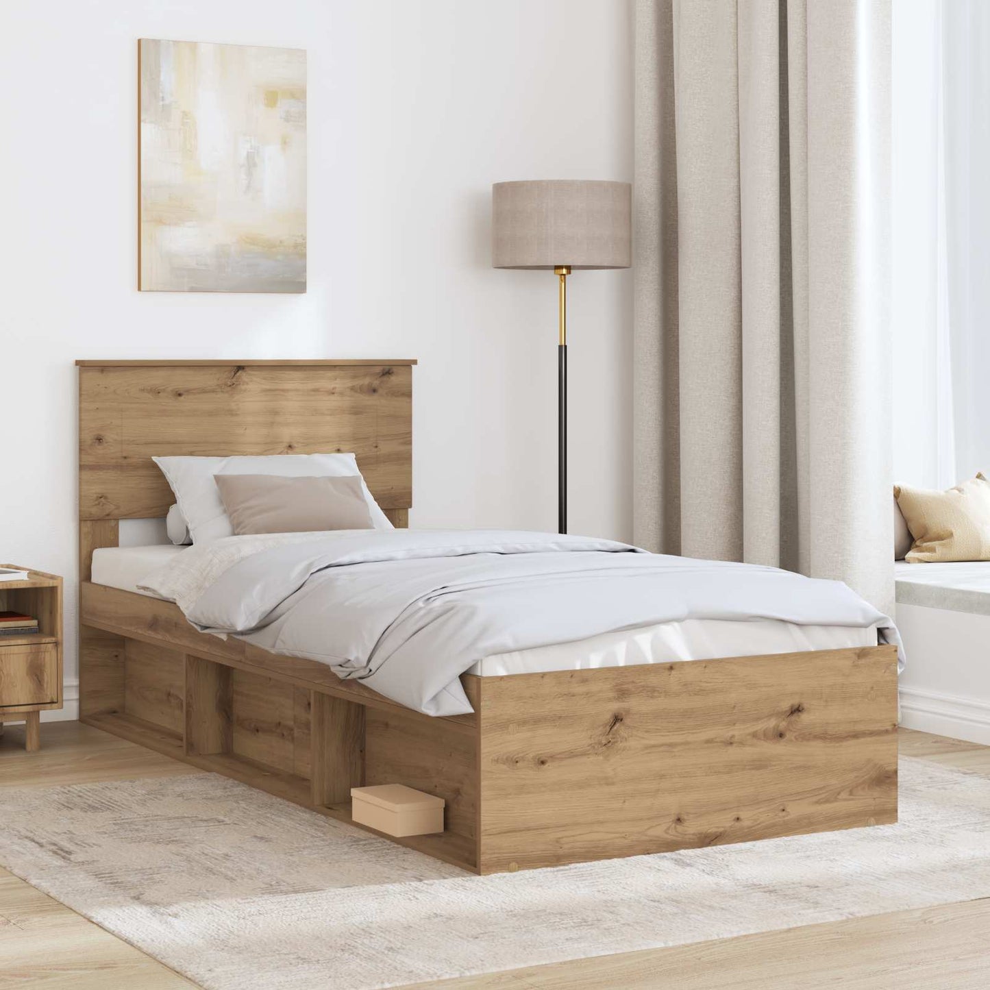 Bed Frame Artisian Oak 100 x 200 cm Engineered wood