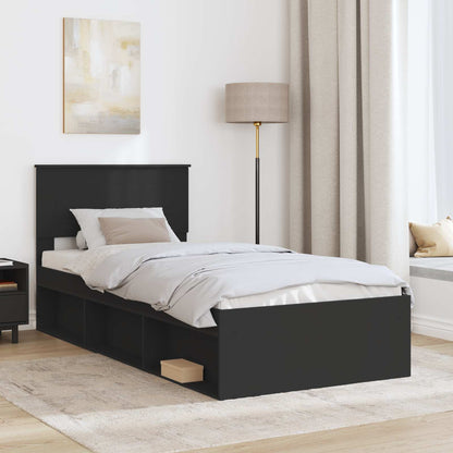 Bed Frame with Headboard Black 90 x 190 cm Engineered wood