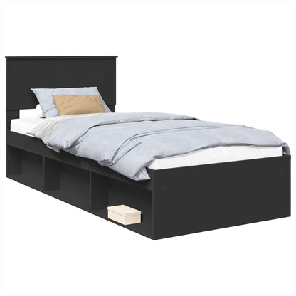 Bed Frame with Headboard Black 90 x 200 cm Engineered wood