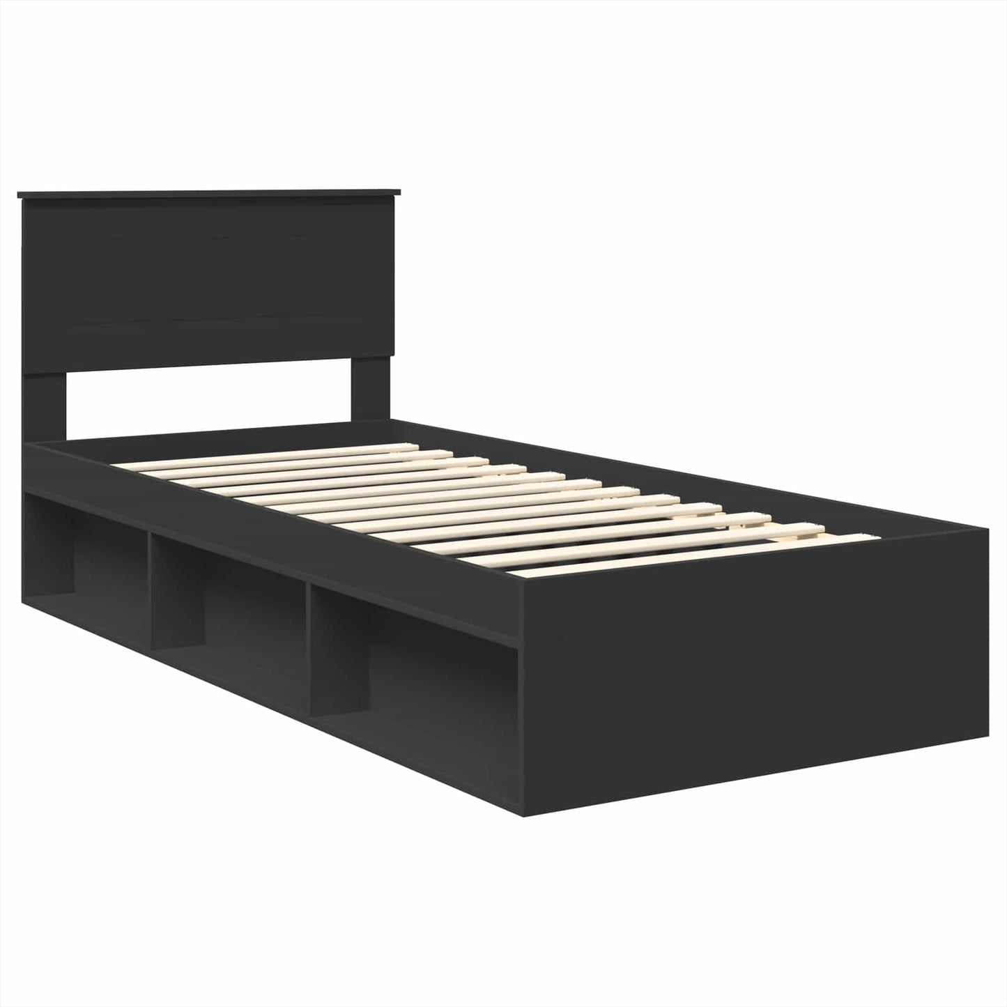 Bed Frame with Headboard Black 90 x 200 cm Engineered wood