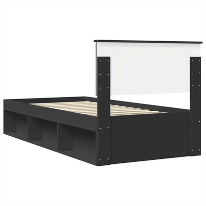 Bed Frame with Headboard Black 90 x 200 cm Engineered wood
