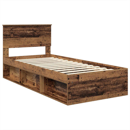 Bed Frame with Headboard Old Wood 90 x 200 cm Engineered wood