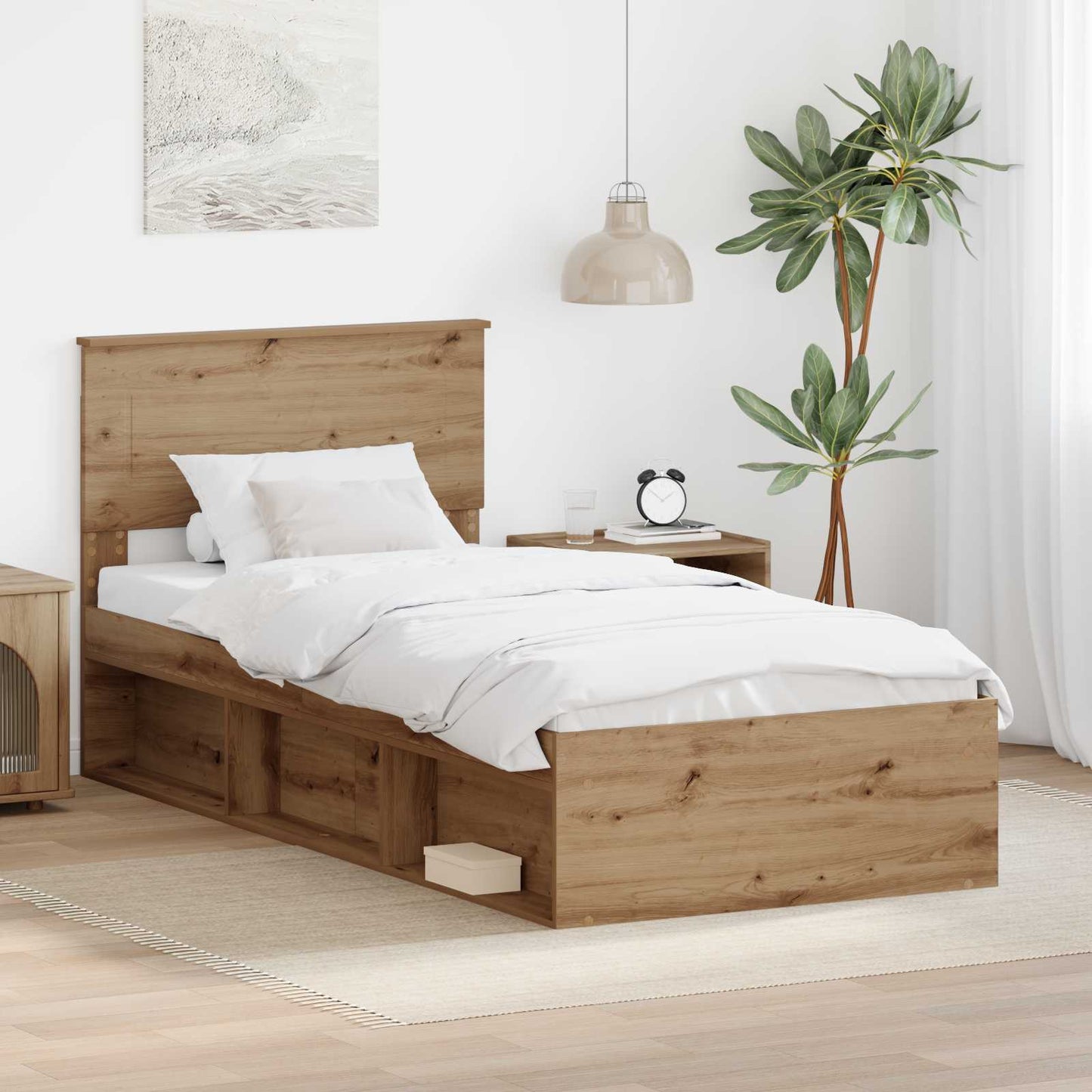 Bed Frame Artisian Oak 90 x 200 cm Engineered wood