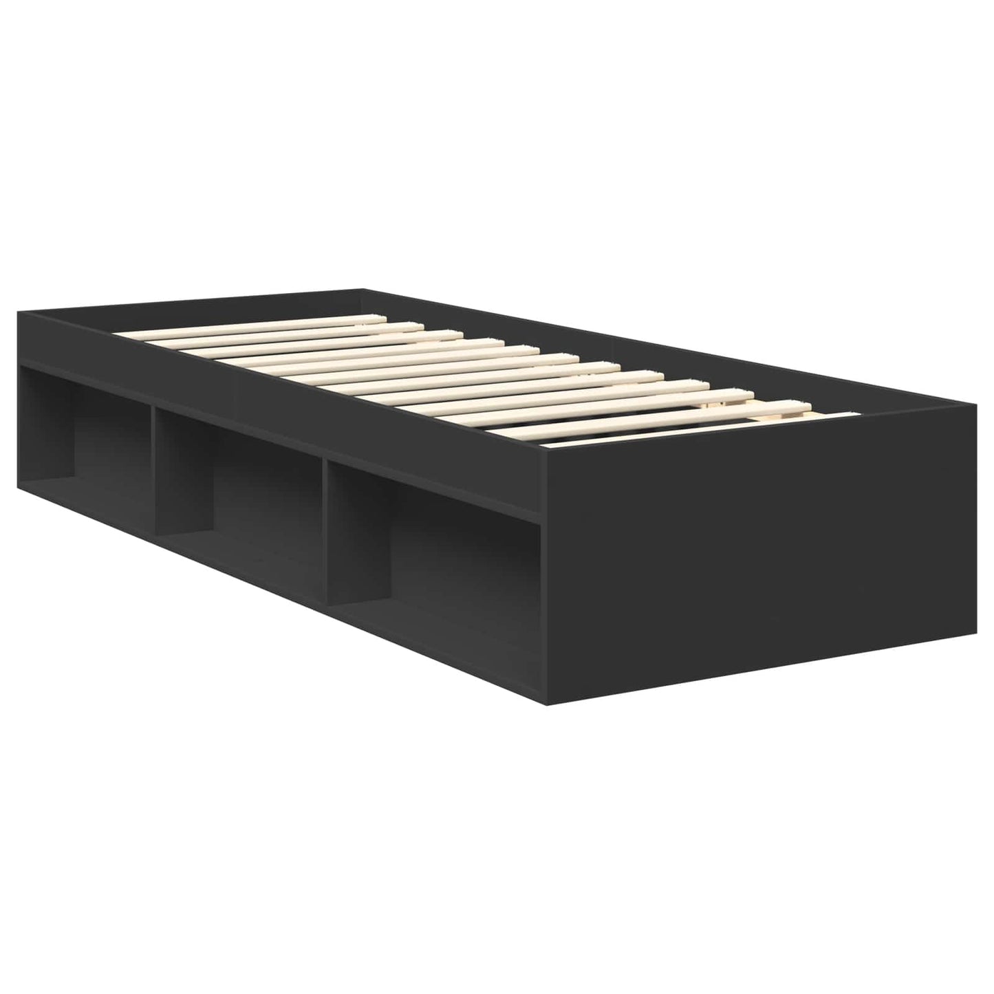 Bed Frame with Headboard Black 75 x 190 cm Engineered wood