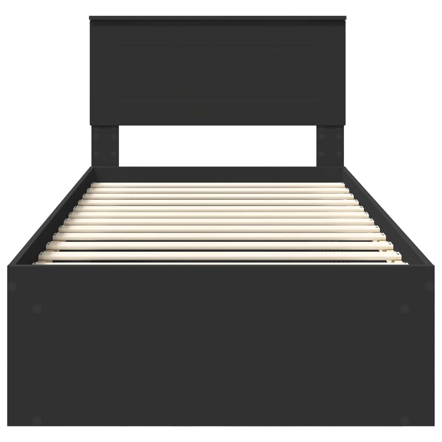 Bed Frame with Headboard Black 75 x 190 cm Engineered wood