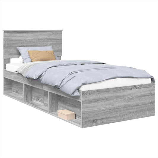 Bed Frame Grey Sonoma 75 x 190 cm Engineered wood