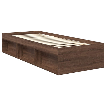 Bed Frame with Headboard Brown Oak 75 x 190 cm Engineered wood