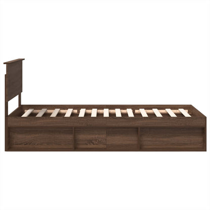 Bed Frame with Headboard Brown Oak 75 x 190 cm Engineered wood
