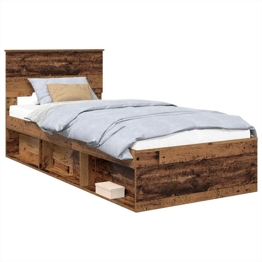 Bed Frame with Headboard Old Wood 75 x 190 cm Engineered wood
