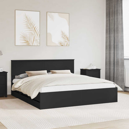 Bed Frame with Drawer Black 200 x 200 cm Engineer Wood