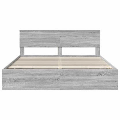 Bed Frame with Drawer Grey Sonoma 200 x 200 cm Engineer Wood