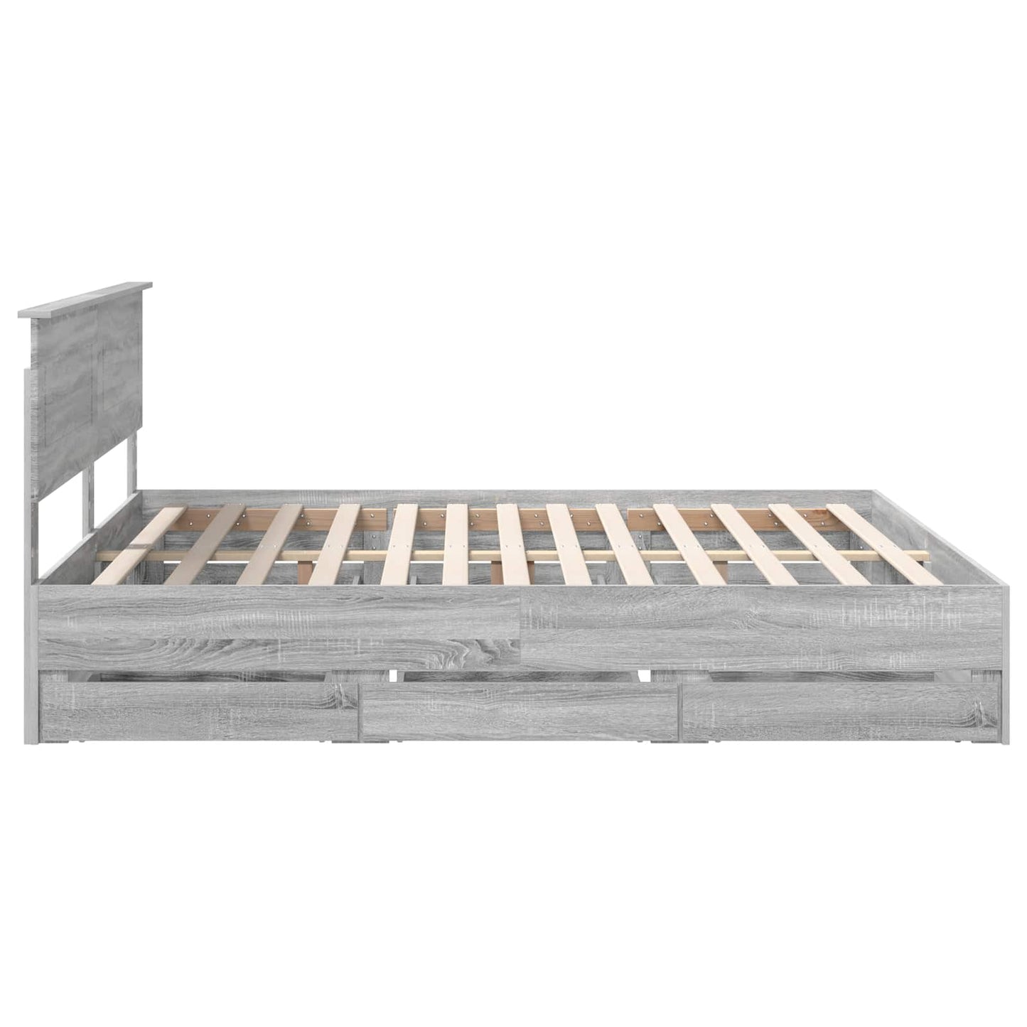 Bed Frame with Drawer Grey Sonoma 200 x 200 cm Engineer Wood