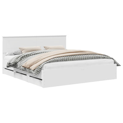 Bed Frame with Drawer White 180 x 200 cm Engineer Wood