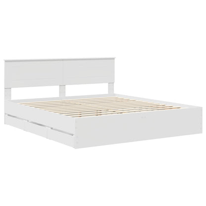 Bed Frame with Drawer White 180 x 200 cm Engineer Wood