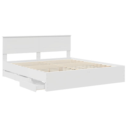 Bed Frame with Drawer White 180 x 200 cm Engineer Wood