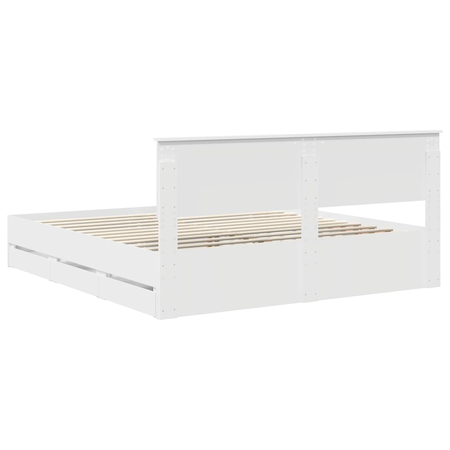 Bed Frame with Drawer White 180 x 200 cm Engineer Wood