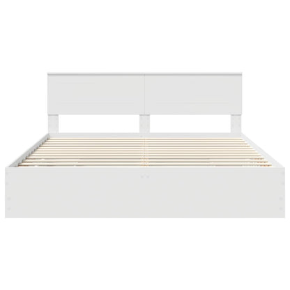 Bed Frame with Drawer White 180 x 200 cm Engineer Wood