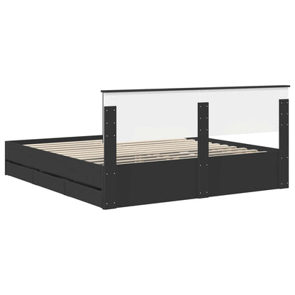 Bed Frame with Drawer Black 180 x 200 cm Engineer Wood
