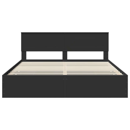 Bed Frame with Drawer Black 180 x 200 cm Engineer Wood