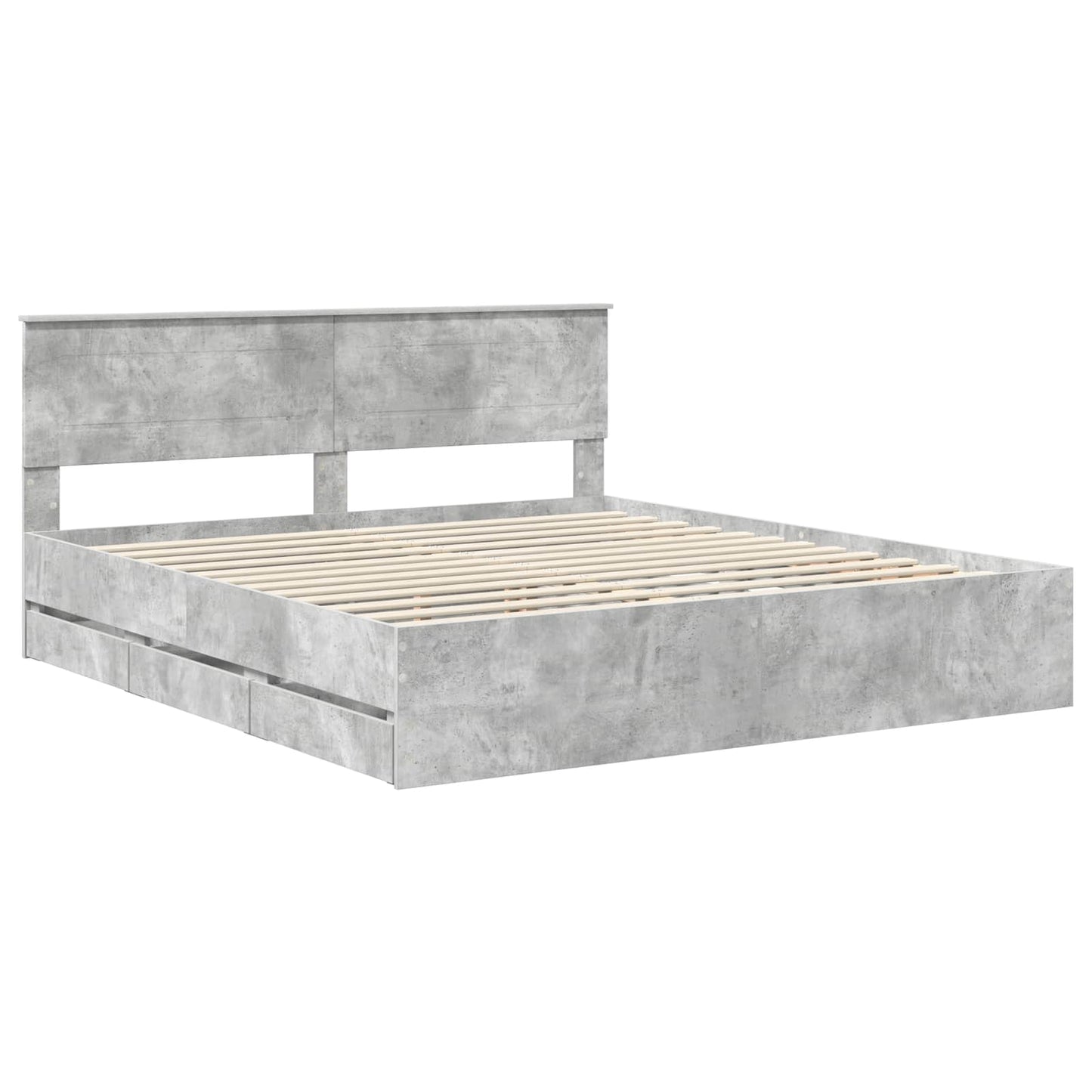 Bed Frame with Drawer Concrete Grey 180 x 200 cm Engineer Wood