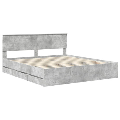 Bed Frame with Drawer Concrete Grey 180 x 200 cm Engineer Wood
