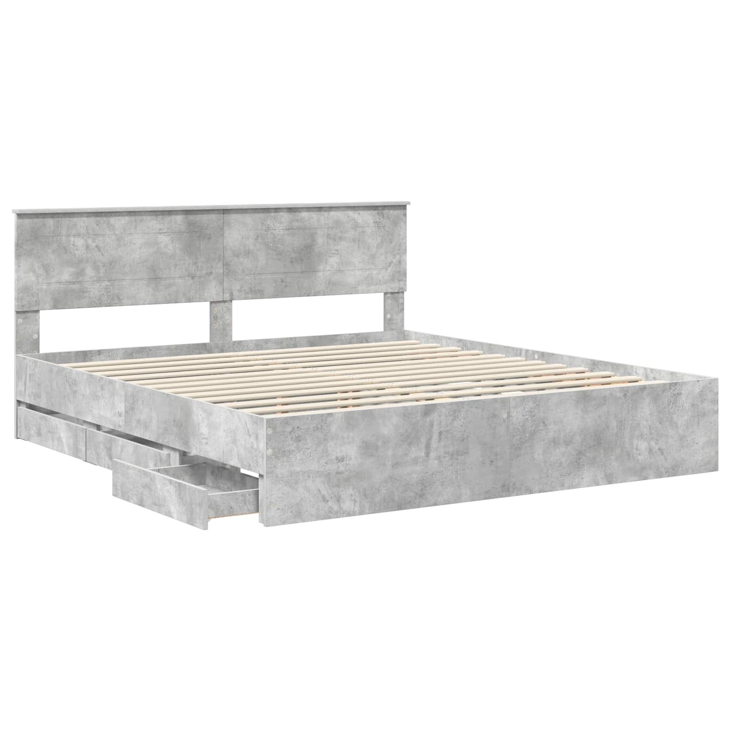 Bed Frame with Drawer Concrete Grey 180 x 200 cm Engineer Wood